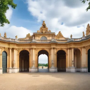The porte-cochere at the entrance of Versailles was a symbol of the extravagant lifestyle of the French royalty in the 18th century.