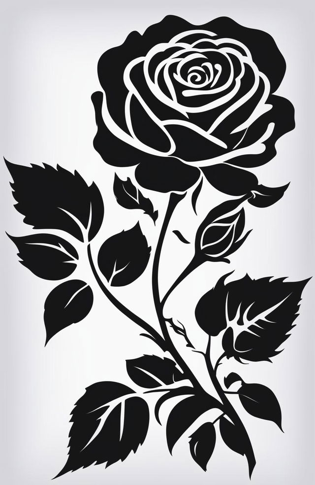 A high-quality digital art image featuring a simple rose stencil