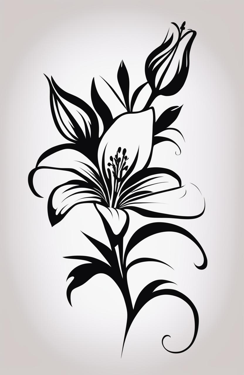 A high-quality digital art image featuring a simple lily stencil