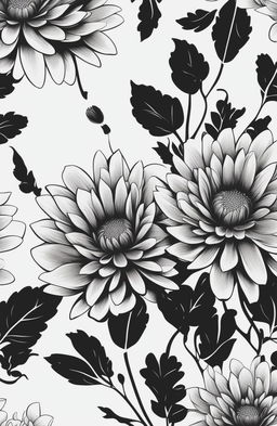 A high-quality digital art image featuring a simple chrysanthemum stencil