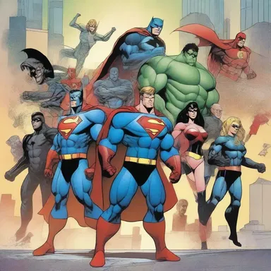 The task force of superheroes assembled to defeat the supervillain and save the city.