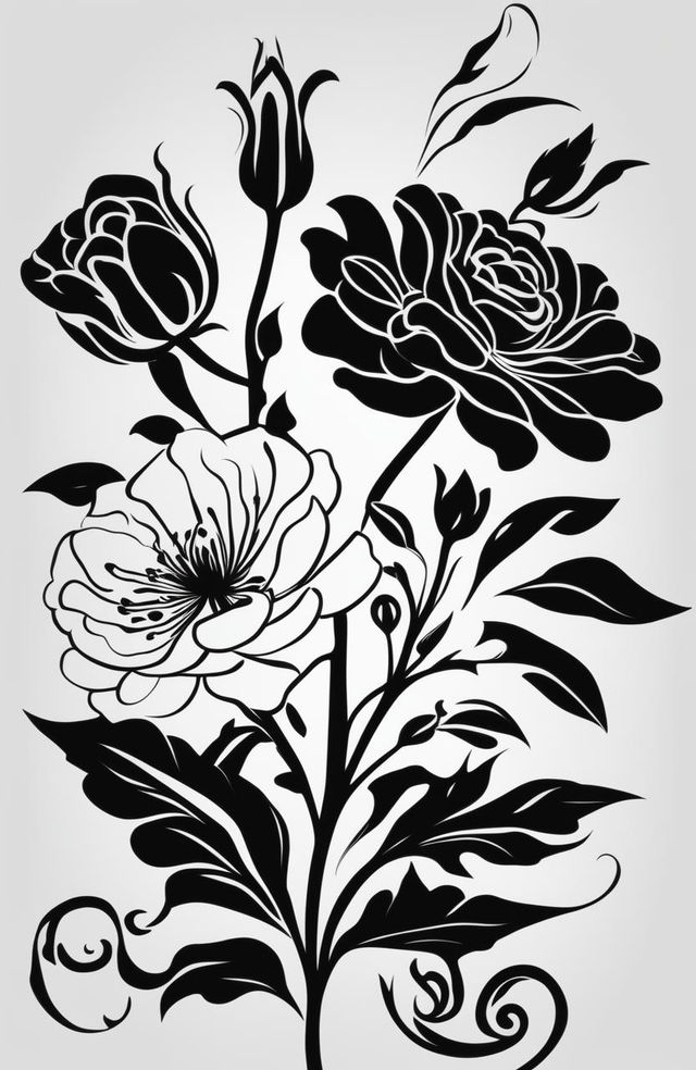 A high-quality digital art image featuring a simple floral stencil