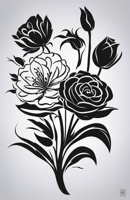 A high-quality digital art image featuring a simple floral stencil