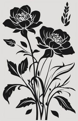 A high-quality digital art image featuring a simple floral stencil