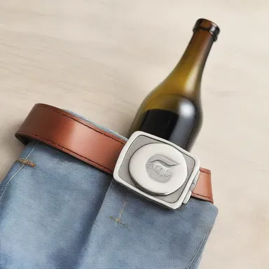 The trendy belt buckle doubles as a stylish bottle opener, making it convenient for opening bottles on the go.
