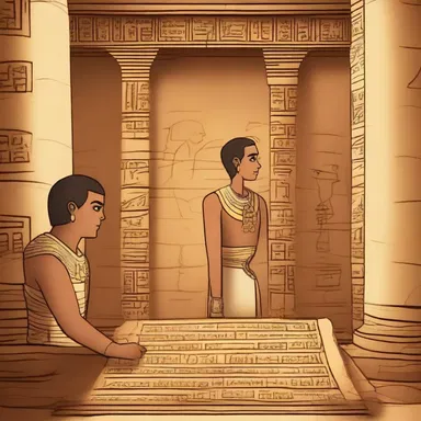 In the movie set in ancient Egypt, the protagonist discovers a hidden room filled with scrolls written on papyrus.
