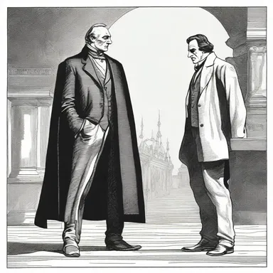 The overbearing villain in the novel looked down upon the protagonist with disdain.