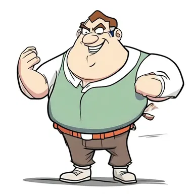 The overbearing character in the cartoon always acts superior to others.
