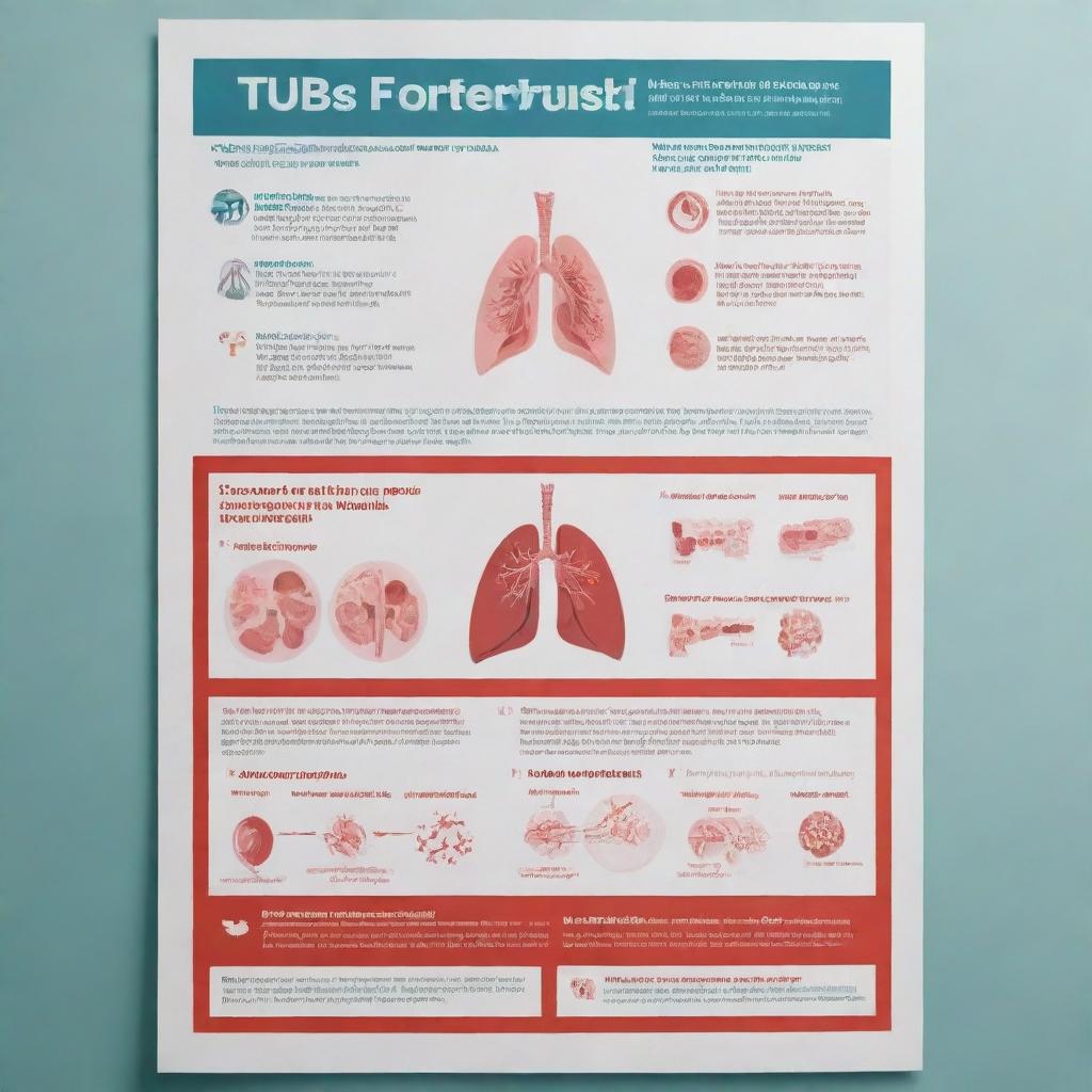 Create a poster focused on tuberculosis (TBC), featuring facts about its causes, symptoms, and prevention. The design should be informative and engaging, incorporating relevant graphics and a color palette actions the seriousness of the issue.