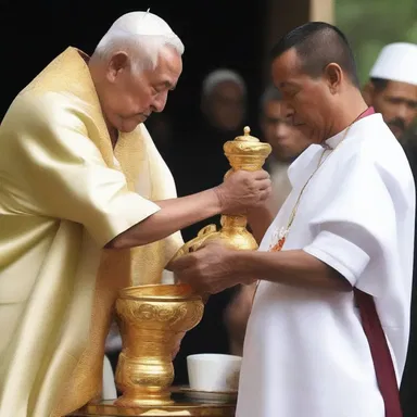 During religious ceremonies, the priest used a shammy to wipe the sacred vessels.