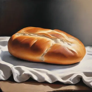 The artist meticulously depicted the chewy texture of the bread in their painting.