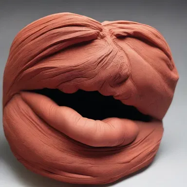 The sculptor used clay to create a chewy texture in her artwork, inviting viewers to contemplate the act of chewing as a sensory experience.