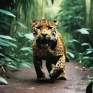 The breathtaking chase scene in the action-packed movie featured a menacing jaguar prowling through the lush jungle.