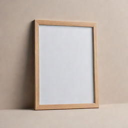 An elegant yet simple photo frame mockup, leaning against a neutral background with realistic light and shadow details.