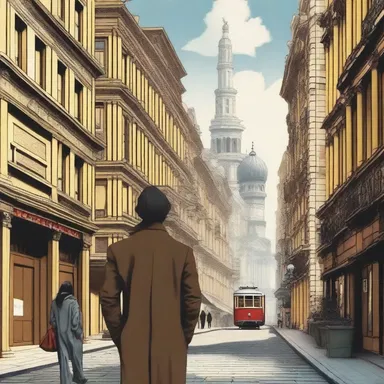 In the novel, the protagonist had to orientate themselves in a foreign city using landmarks described in the book.