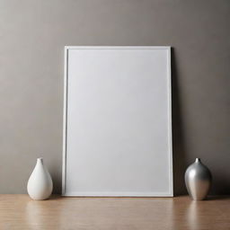 A sleek photo frame mockup resting against a muted wall, displaying realistic lighting and shadow effects.