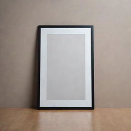 A sleek photo frame mockup resting against a muted wall, displaying realistic lighting and shadow effects.