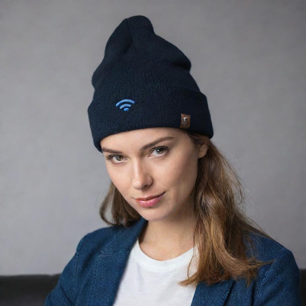 A stylish hat with integrated WiFi symbols creating a unique design