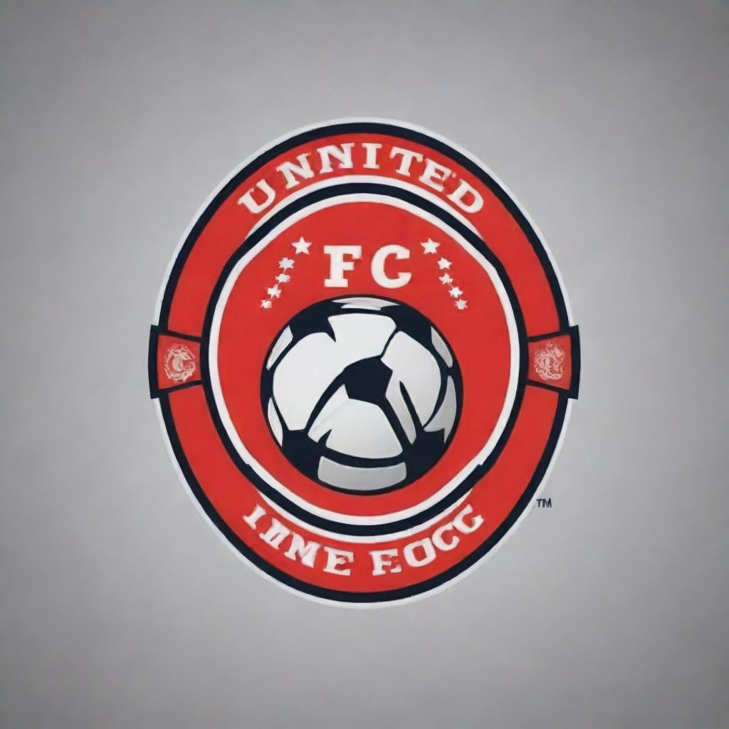 Design an eye-catching and distinctive logo named 'United FC', to be placed on a football jersey. Incorporate elements relevant to football. The logo should be bold, simple, and well-suited for fabric print.