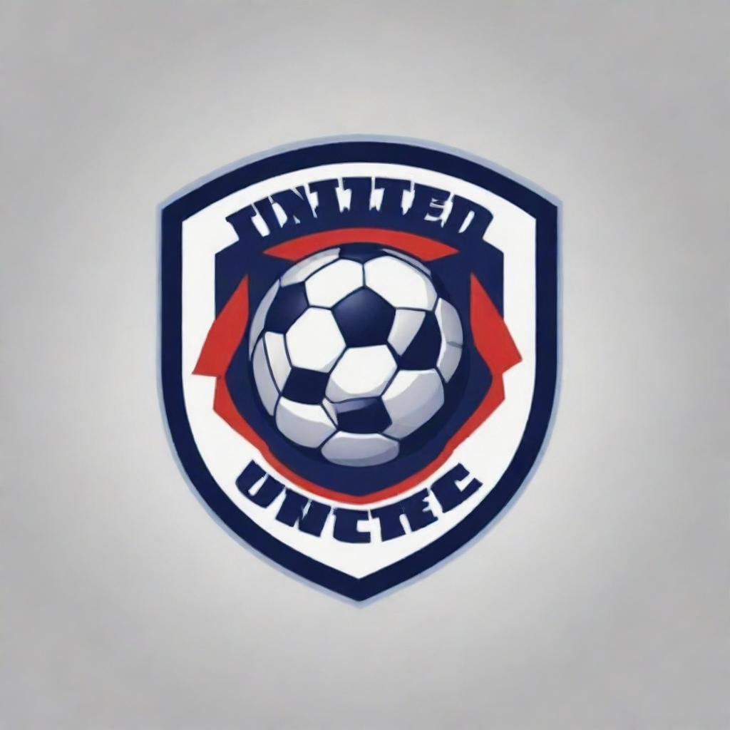 Design an attractive and impactful logo for 'United FC', specifically to be printed on a jersey. Ensure the logo is crisp and recognizable, ideally in bold colors suitable for fabric application.