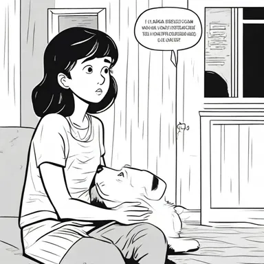 In the comic strip, the main character's sorrowful expression depicted her heartbreak over the loss of her beloved pet.
