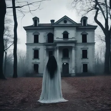 The horror movie portrayed a sorrowful ghost haunting the abandoned mansion, mourning for its lost love.