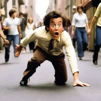 In the movie, the main character made a flub by tripping over his own feet during an important scene.