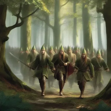 In the fantasy novel, the army of elves marched out of the enchanted forest to confront the enemy.