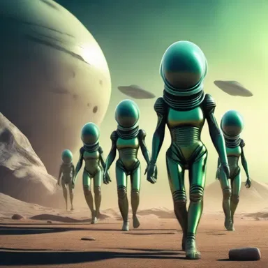 The alien invaders marched out of their spaceship, ready to conquer the planet.