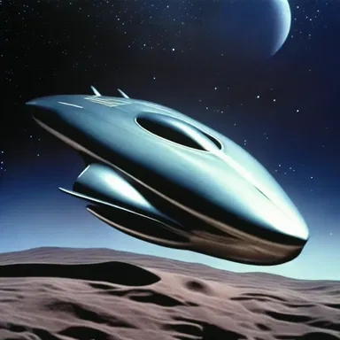 The spaceship in the science fiction movie was tadpole-shaped, with a streamlined body and a long tail.
