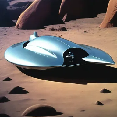 The spaceship in the science fiction movie was tadpole-shaped, with a streamlined body and a long tail.