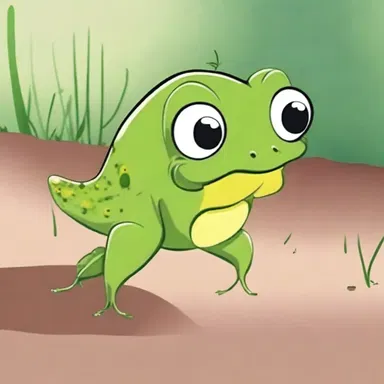 The cartoon character had a tadpole-shaped body, with a large head and a pointed tail.