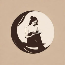 Create a sophisticated logo featuring a woman engrossed in reading a book.