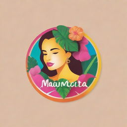 A vibrant and playful logo for a brand named 'Mamacita'. The design should incorporate a feminine and tropical element indicating innovation and creativity.