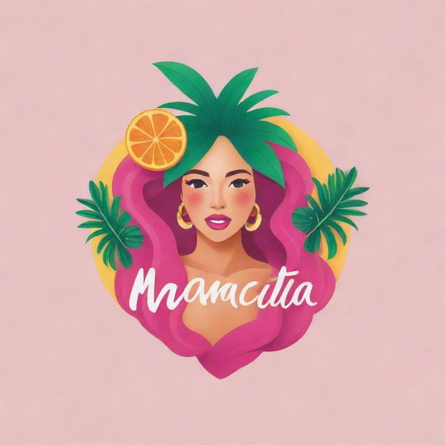 A vibrant and playful logo for a brand named 'Mamacita'. The design should incorporate a feminine and tropical element indicating innovation and creativity.