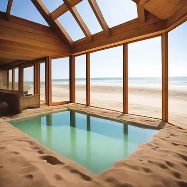 The beach house had a unique design, incorporating a glass floor that allowed guests to view the sand hoppers hopping around beneath their feet.