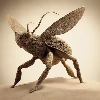 The artist's sculpture captured the grace and agility of sand hoppers in intricate detail.