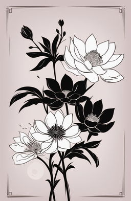 A high-quality digital art image featuring a simple Asian flower stencil