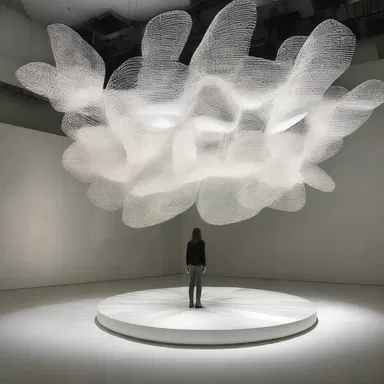 The art installation combined visual elements with a monody playing softly, creating a multisensory experience for the audience.