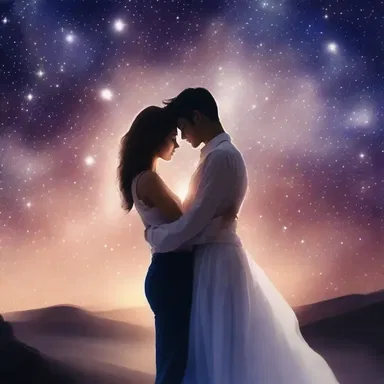 Under the starry sky, the couple embraced in a nebulous haze of love and passion, unaware of the world around them.