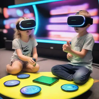 In the futuristic world created by the author, children play a high-tech version of shinney using holographic pucks in their virtual reality games.