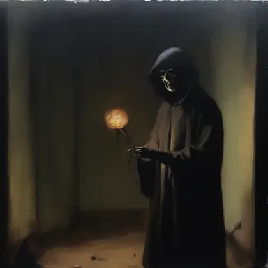 The artist used dark shades and eerie lighting to create the perfect spook in their painting.
