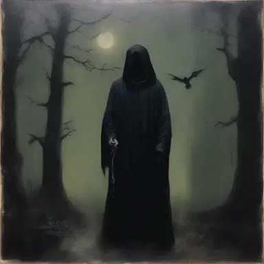 The artist used dark shades and eerie lighting to create the perfect spook in their painting.