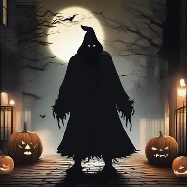 During the Halloween night, the spooks come out and roam the streets, scaring people with their eerie costumes and strange behavior.