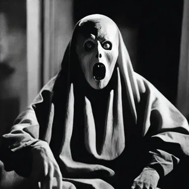 The horror movie featured a terrifying spook, a character with an eccentric appearance and eerie mannerisms that left the audience in suspense and fear.
