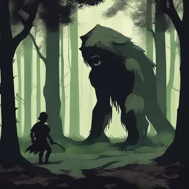 The protagonist's encounter with the menacing creature in the dark forest was enough to spook even the bravest of adventurers.