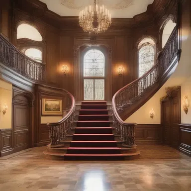 The grand staircase in the mansion was designed with ascendants in mind to create a sense of elegance and grandeur.