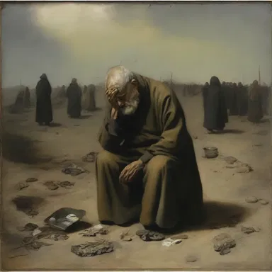 The artist's painting depicted a pitiless world, full of suffering and despair.
