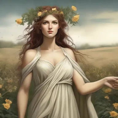 In Greek mythology, Demeter was the goddess of agriculture and her daughter Persephone was abducted by Hades while picking flowers in a field.