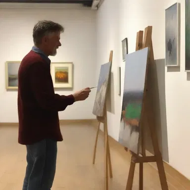 The picker carefully selected the paintings for the art exhibition.